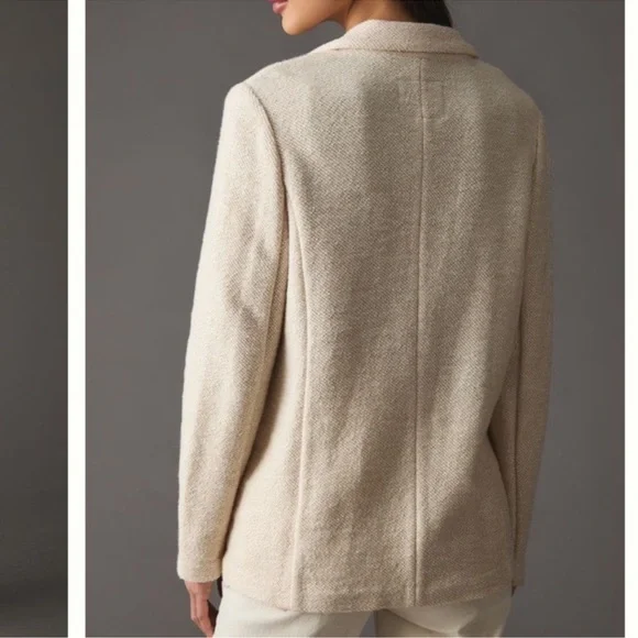 Sanctuary x Anthropologie Cream Textured Knit Blazer XS-S Quiet Luxury - Picture 7 of 13